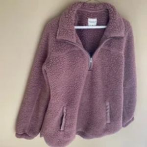 Abercrombie & Fitch Sherpa Mauve Pullover Half Zip